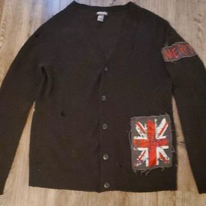 🦇🔮 Punk🤘🏼knit button up distressed sweater